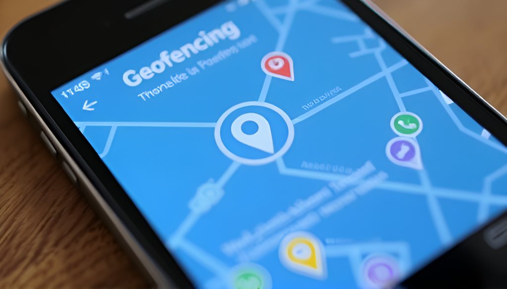 Geofencing feature on a mobile app, alerting parents when kids leave safe zones.